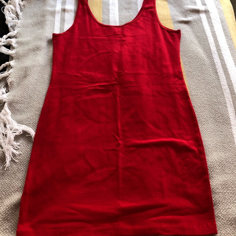 Red body con dress